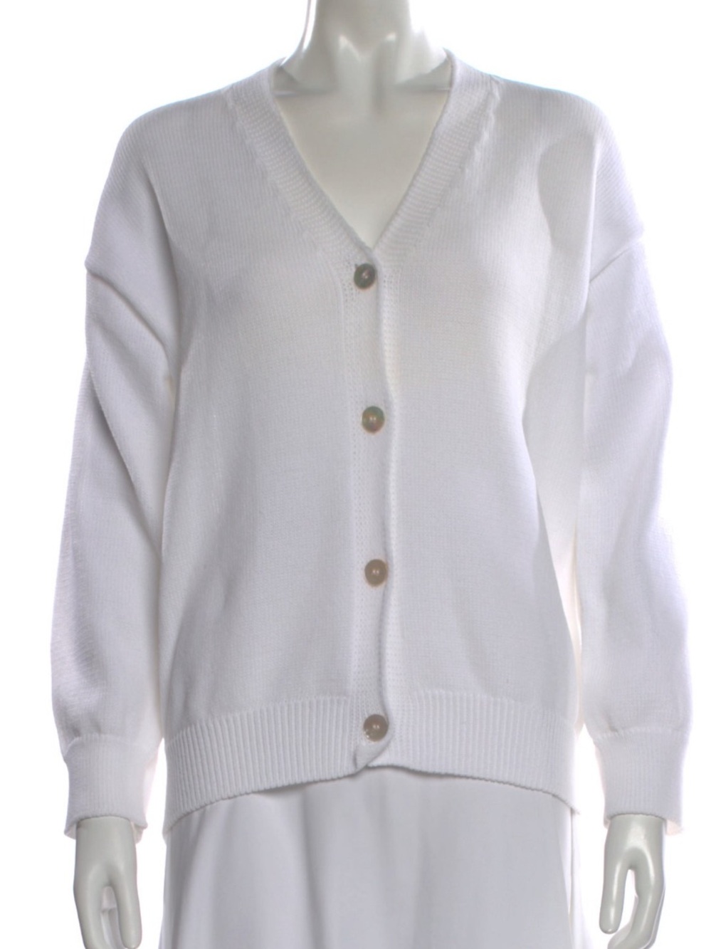Mansur Gavriel White Knit Button Front Cardigan Sweater Medium Made in Italy